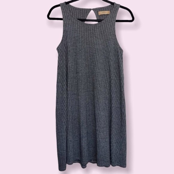 Abercrombie & Fitch Ribbed Sleeveless Dress Grey Cutout Womens Size Medium - Picture 1 of 12